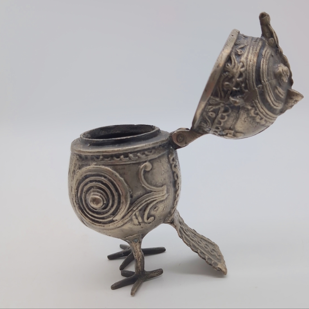 Dhokra Owl Intricate Metal Bird Sculpture Box Vintage India - Picture 7 of 9